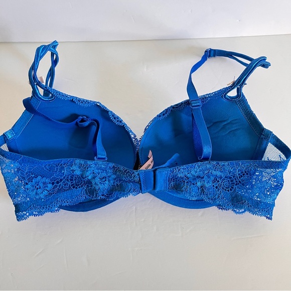 Victoria’s Secret Blue Lace Gorgeous Push Up Sexy Little Things Bra Sz 34 B - Picture 3 of 6